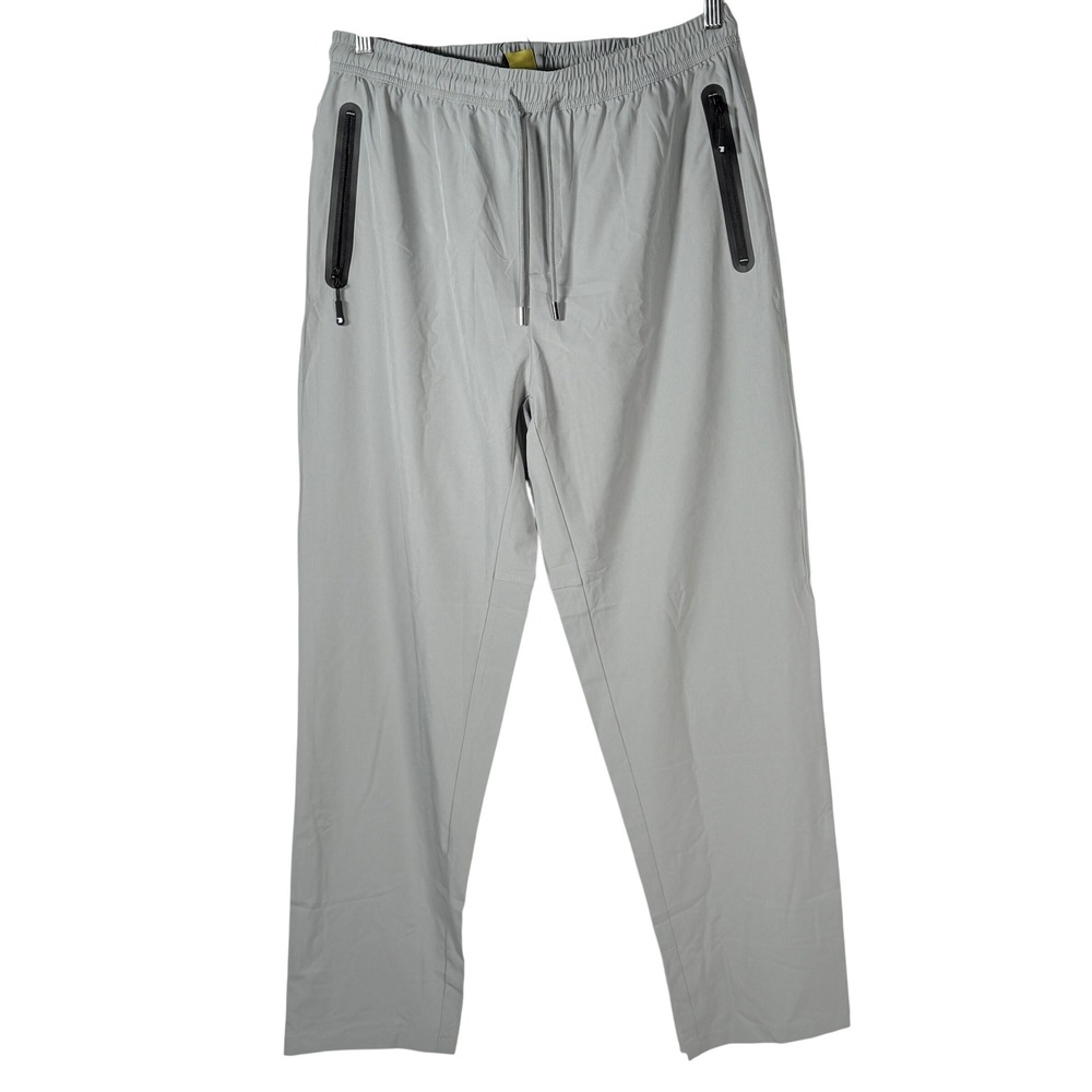 Men's Light Gray Jogger Sweatpants - Elastic Waist with Zip Pockets